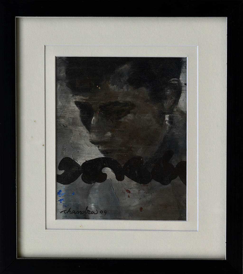 Chandra Bhattacharjee, Artwork 220, sombre bowed portrait in muted tones